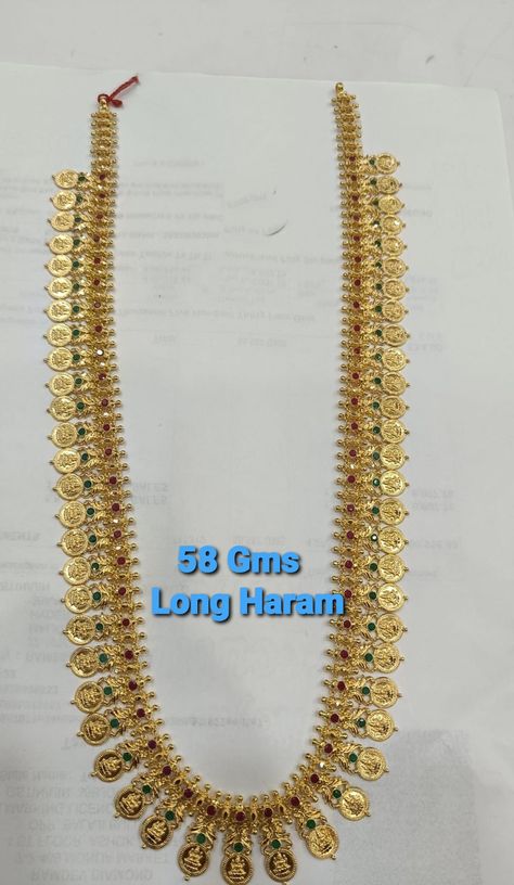 Kasulaperu Latest Designs With Weight, Uncut Haram, Kasulaperu Latest Designs, Long Chin, Full Bridal Jewellery Set, Kasu Haram, Kasu Mala, Gold Haram Designs, Ruby Necklace Designs