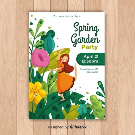 Spring garden party flyer | Premium Vector #Freepik #vector #brochure #flower #flyer #poster Garden Poster Design, Gardening Flyer, Spring Poster, Magazine Cover Template, Spring Festival Poster, Brochure Cover Design, Spring Garden Party, Business Brochure Design, Flyer Free