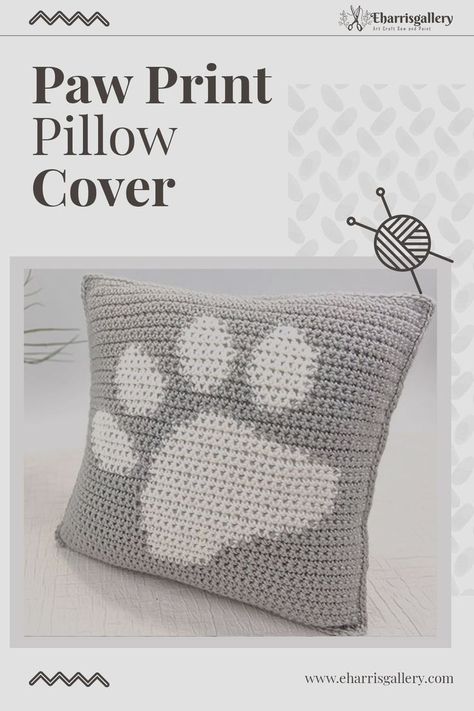 Free Paw Print Pillow Cover Pattern Bulky Yarn Crochet Patterns Free, Paw Print Crochet Pattern, Bulky Yarn Crochet Patterns, Paw Print Crochet, Paw Print Pillow, Bulky Yarn Crochet, Pillow Cover Pattern, Paw Painting, Pillow Covers Pattern