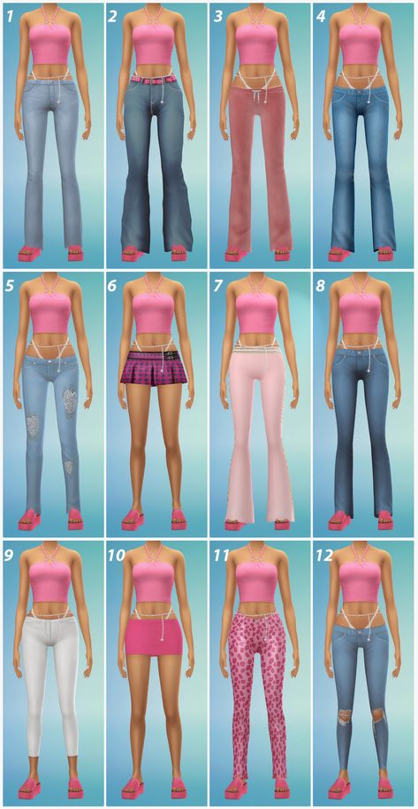 Cute Sims Outfits, Outfits Sims 4 Cc, Y2k Bottoms, Sims Finds, Cc Shopping, Sims Clothes, Pelo Sims, Free Sims 4, The Sims 4 Packs