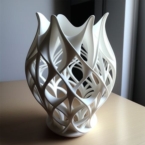 3D printable aprametric vase. Insane design of a 3D printable parametric vase. PLA 3d Forms Design, Parametric Product, Biomimicry Design Products, 3d Printed Vase, 3d Printed Fabric, Cool 3d Prints, 3d Printed Art, Whimsical Yard, 3d Printing Toys