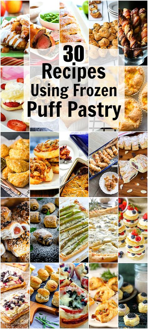 Puff Pastry Food Ideas, Pastry Shell Recipe, What To Do With Puff Pastry Sheets, Puff Pastry Sheets Recipes, Phyllo Sheets Recipes, Puff Pastry Shell Recipes, Stuffed Puff Pastry Recipes, Sweet Puff Pastry Recipes Desserts, Savory Puff Pastry Recipes Appetizers