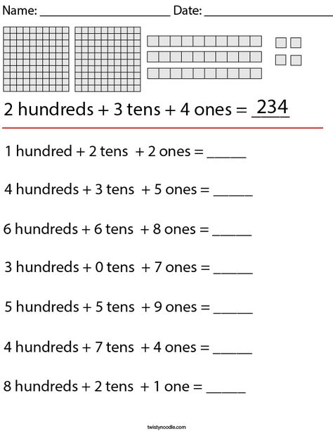 Primary 3 Maths Worksheet, 3 Digit Place Value, Texas Homeschool, Easy Math Worksheets, Math Fact Worksheets, Mental Maths, Easy Math, Place Value Worksheets, Math Exercises