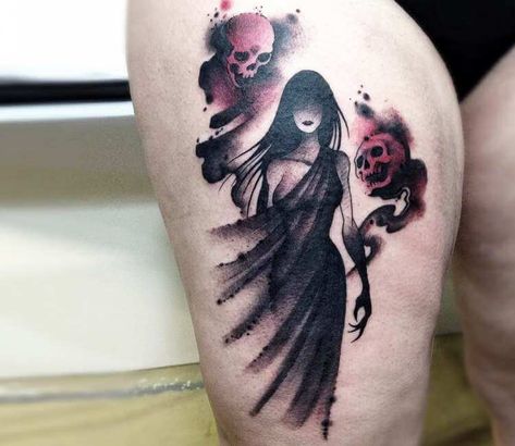 Tattoo photo - Ghost tattoo by Claudia Denti Lucifer And Lilith Tattoo Design, Sinister Tattoos, Feminine Sleeve, Gotik Tattoo, Thumb Tattoos, Wiccan Tattoos, Uv Tattoo, Demon Tattoo, Ghost Tattoo