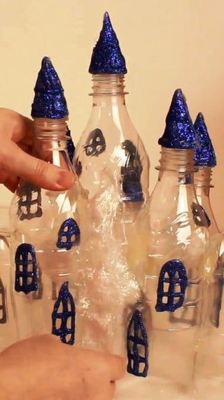 DIY Frozen Castle Using Plastic Bottles and Hot Glue : 5 Steps (with Pictures) - Instructables Diy Frozen Castle, Crafts With Hot Glue, Bear King, Castle Crafts, Plastic Bottle Crafts Diy, Frozen Castle, Upcycle Plastic, Reuse Plastic Bottles, Diy Plastic Bottle