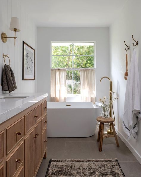 Bathtub By Window Master Bath, Bath In Window, Bath Under Window Layout, Bathroom With Large Window, Window Above Tub, Bath Under Window, Window Above Sink, Master Bathtub, Master Bath Renovation