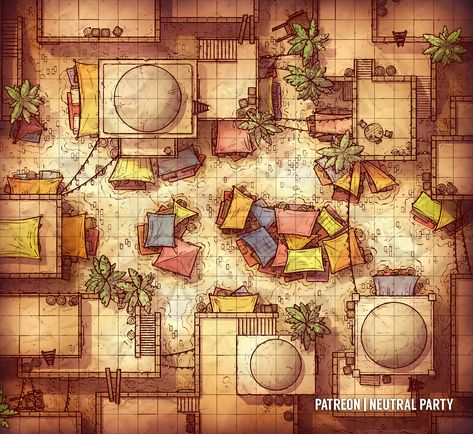 Desert Market, Desert Map, Fantasy Settings, Neutral Party, Fantasy City Map, Fantasy Map Making, Village Map, Dnd World Map, Fantasy World Map