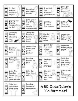 Kindergarten ABC Countdown to Summer Abc Countdown To Summer Kindergarten, Writing Celebration, Abc Countdown To Summer, Pre Kindergarten Classroom, Animals Games, Abc Countdown, Summer Countdown, Graduation Kindergarten, School Countdown