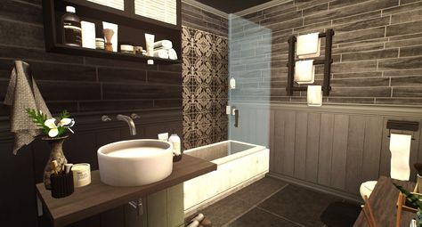 Dark Bloxburg House, Boho House Interior, Blocksburg Room Ideas￼, Dark Bathrooms, Interior Color Schemes, Bloxburg Ideas, Brown Kitchens, Boho House, Bloxburg House