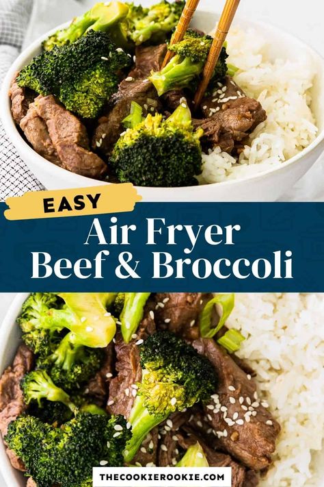 Air Fryer Beef, Air Fryer Recipes Beef, Beef And Broccoli Recipe, Steak And Broccoli, Easy Beef And Broccoli, Air Fryer Steak, Better Than Takeout, Broccoli Stir Fry, Broccoli Recipe