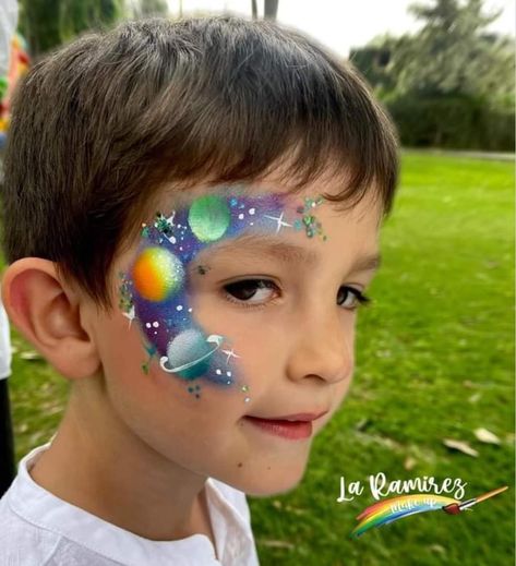 Princess Crown Face Painting, Solar System Face Paint, Solar Eclipse Face Paint, Magical Face Paint, Space Face Paint Easy, Planet Face Paint, Astronaut Face Paint, Split Cake Face Painting, Space Face Painting