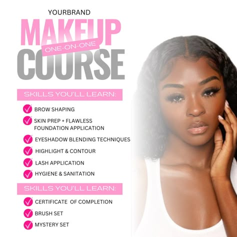 Social Media Flyer | MakeUp Masterclass Flyer, Beauty Class Flyer, Canva Template, & Edit In Canva Makeup Classes Ideas, Makeup Class Flyer Design, Make Up Class Flyer, Make Up Flyer Design Inspiration, Canva Flyer Templates, Makeup Workshop Ideas, Masterclass Flyer Design, Makeup Course Poster, Makeup Class Poster Design