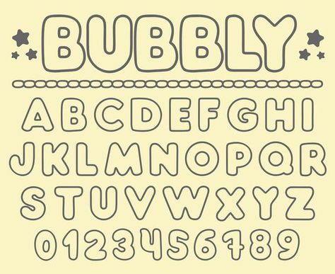 Fonts Cute Bubble Letters, Bubble Fonts Alphabet Graffiti, Fonts Bubble, Letters Bubble, Fonts Doodle, Practice Lettering, Bubbly Font, Fancy Cursive Fonts, Bubble Alphabet