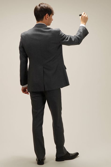 Man In Suit Back View, Men Suit Reference, Person Standing With Arms Crossed, Man Standing From Behind, Pose Reference Male Standing, Man Back View, Suit Pose, Render People, Man Back