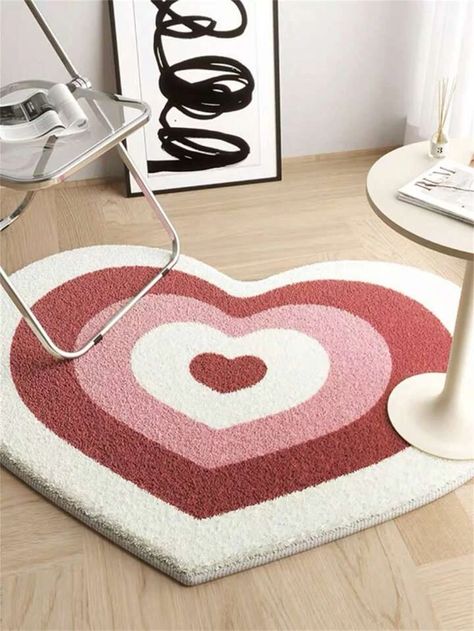 1pc Heart Pattern Rug, Creative Polyester Bedroom Rug | SHEIN USA Pastel Room Aesthetic, Heart Rug, Rug Room Decor, Aesthetic Heart, Creative Flooring, Rug Room, Aesthetic Room Ideas, Creative Bedroom, Room Ideas Aesthetic