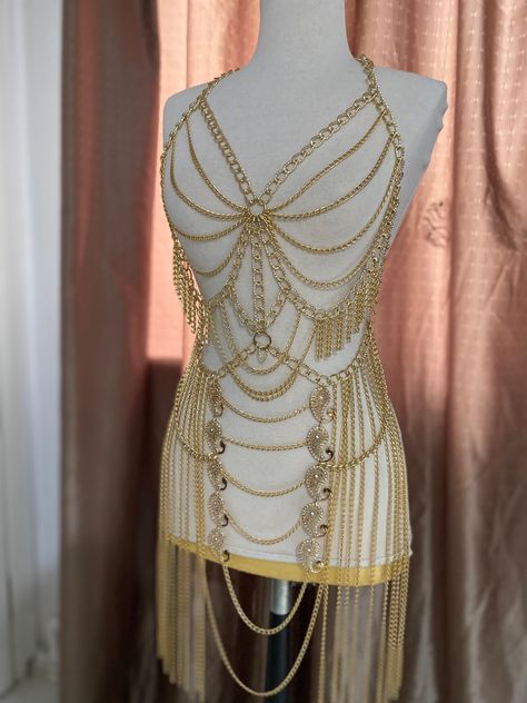 Festival Body Jewellery, Chain Body Harness, Jóias Body Chains, Chain Lingerie, Bra Chain, Body Chain Harness, Chain Harness, Gold Body Chain, Dancer Costume