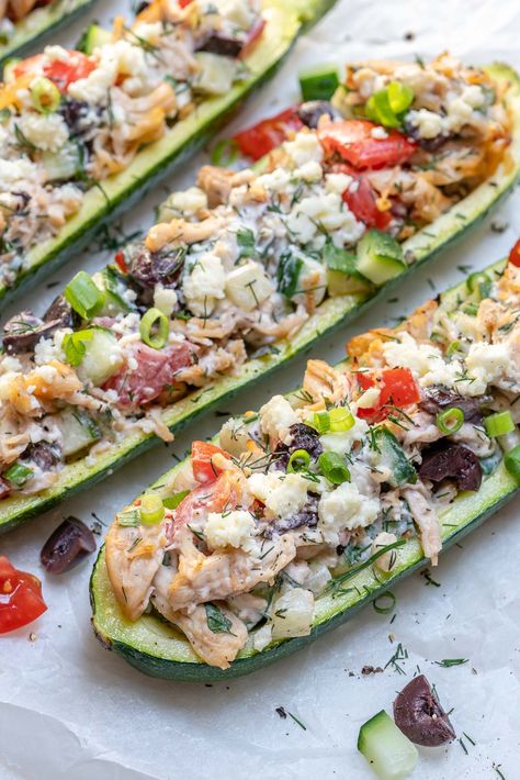 Veggie Entrees, Zucchini Dishes, Summertime Food, Chopped Salads, Cooking Vegetables, Summer Zucchini, Stuffed Zucchini, Chicken Zucchini, Zucchini Boats