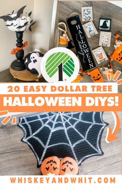 20 Dollar Tree Halloween DIY Decor Crafts that everyone will be making! - Whiskey & Whit Halloween Dollarstore Diy, Halloween Figures Diy, Kids Dollar Tree Crafts, Halloween Decorations Diy Dollar Tree, Dollar Tree Diy Crafts Halloween, Dollar Tree Halloween Decor Outdoor, Dollar Tree Diy Halloween Decor, Easy Halloween Crafts For Adults, Diy Halloween Dollar Tree