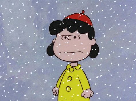 We Don't Miss You, January Snoopy Gifs, Snow Hair, Angry Eyes, Snoopy Gifts, Peanut Gang, Hate Winter, Lucy Van Pelt, Snow Pictures, Brown Christmas