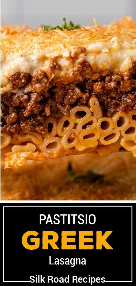 Pasticcio is a Greek lasagna style dish with layers of bucatini, bolognese and bechamel. Make this pastitsio recipe for a flavorful, comforting meal! #GreekLasagna #Pastitsio #Pasticcio #Pastichio #BakedPastaRecipes Pastichio Recipe, Lasagna Video, Pastitsio Recipe, Greek Pastitsio, Greek Lasagna, Baked Pasta Dishes, Best Lasagna Recipe, Greek Cheese, Greek Pasta