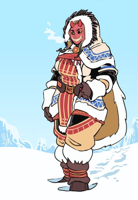 Snowni by Lord-Of-The-Guns Inuit Clothing, African Magic, Oni Girl, Magic Academy, Clothes Reference, Monster Characters, Super Mario Art, Cold Weather Gear, Mario Art