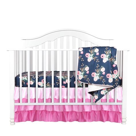 PRICES MAY VARY. 3 Pieces Set Including (1 Minky Blanket , 1 Skirt Sheet , 1 Fitted Sheet ) Fit for stand crib bed 130x70cm Blanket: Minky Fiber ; Skirt Sheet :100% Cotton Suitable for machine washing&hand washing Baby Bedding Set Including: One Crib Quilt: 84cmx107cm = 34x42inch One Skirt Sheet : 130x70+45cm One Fitted Sheet: 130x70+25cm Bedding Navy, Ruffle Blanket, Coral Nursery, Girl Crib Bedding, Crib Skirt, Crib Skirts, Baby Bedding Sets