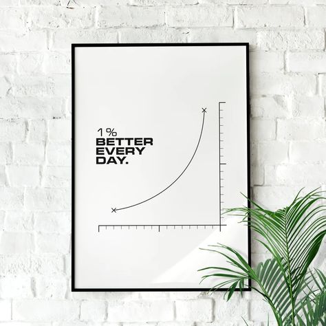 1% Better Every Day Motivational Poster Wall Art - Etsy UK Discipline Quotes, Gym Poster, Inspirational Posters, Printing Companies, Motivational Posters, Frame Shop, Home Wallpaper, Poster Size, Minimalist Poster