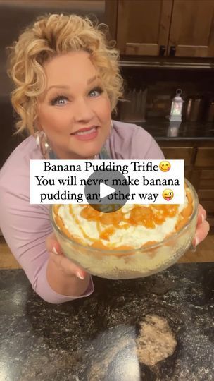 26K views · 218 reactions | Next level😍
Banana Pudding Trifle

1 box Dolly Parton Banana Cake mix
12 oz cream soda
1 large pk instant vanilla pudding
1/2 pk instant banana pudding
2 cups milk
1/2 cup plain greek yogurt 
1 13.4 oz can La Lechera sweetened condensed milk
3 bananas, sliced
Two 12 oz tubs of cool whip
2-3 cups mini Nilla wafers
Carmel topping

Mix cake mix and creme soda.  Pour into a 9x13 casserole dish (spray with nonstick spray)
Bake @375 for 25 minutes and let cool completely.  Cut up into small cubes.
Whisk pudding mixes and milk until smooth.  Fold in greek yogurt, La Lechera, and one tub of cool whip.

Using a 9 x 13 casserole dish or a Trifle dish, layer cake cubes in bottom. 
Next, layer pudding mixture, top with bananas, more pudding mixture than Nilla wafers. 
Top Dolly Parton Banana Pudding, Dolly Parton Banana Cake, Refrigerator Desserts, Creme Soda, Pudding Trifle, Banana Pudding Trifle, Banana Cake Mix, Fast Easy Desserts, Instant Banana Pudding