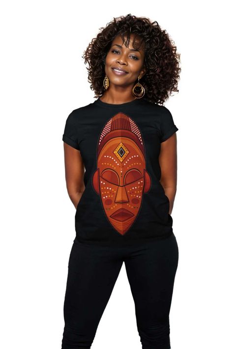 Experience the rich cultural heritage of Africa with our African Masquerade Face Women T-shirt. Made with high-quality materials, this shirt features a bold and intricate design showcasing the beauty and mystery of African masquerades. Show off your style and appreciation for African art with this unique and eye-catching t-shirt. Product Features Please Compare your Measurements To our Size Chart This T-shirt is Designed for fashionable women. Made from 5.47 Oz. 100% polyester. Double-needle hem African Masquerade, African Shirts Designs, Africa Fashion Woman, African Makeup, Indoor Outdoor Bathroom, Fashion Traditional, African Fashion Traditional, African Shirts, Africa Fashion