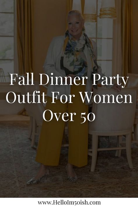 Step into fall in style with my latest chic fall fashion blog post featuring the ultimate fall dinner party outfit idea for women over 50. This blog post not only shares tips for hosting a dinner party, but also offers a stylish autumn dinner party outfit that blends comfort and elegance. Click the link to read more today and discover the perfect classy dinner party outfit for the fall! Fall Dinner Outfit Classy, Fall Dinner Party Outfit, Party Outfit For Women, Autumn Dinner Party, Classy Dinner Party, Fall Dinner Outfit, Dinner Party Outfit, Fall Chic Outfits, Dinner Outfit Classy