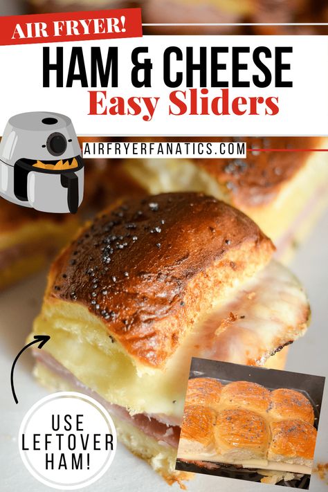 Make these EASY and delicious Air Fryer Ham and Cheese Sliders, these are perfect for parties and a great appetizer. Airfryer Ham, Turkey And Cheese Sliders, Air Fryer Ham, Air Fryer Potato Chips, Air Fryer Turkey, Ham Sliders, Ham And Cheese Sliders, Southern Dinner, Cheese Sliders