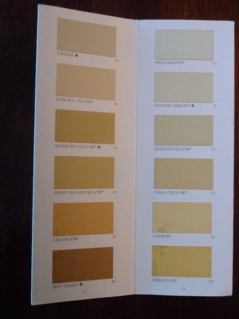 Farrow and Ball Yellows. Wet Sand Farrow And Ball, Print Room Yellow Farrow And Ball, Yellow Ground Farrow And Ball, Babouche Farrow And Ball, Kelly Green Kitchen, Pantry Cupboard Designs, House And Garden Magazine, Yellow Hallway, Chocolate Bedroom