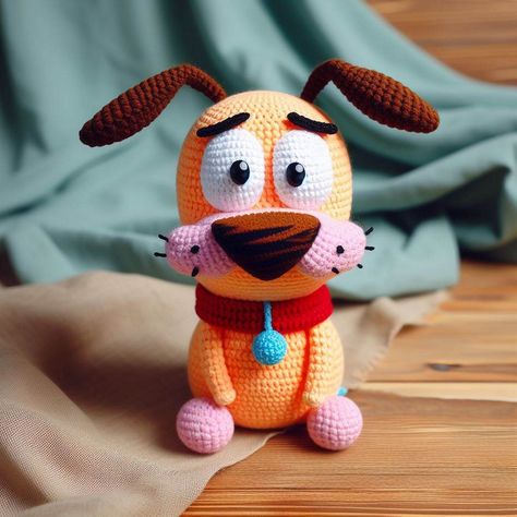 Dog Crochet Pattern, Dog Amigurumi, Courage The Cowardly Dog, Cowardly Dog, Dog Crochet, Cartoon Fan, Crochet Dog, Crochet Toy, Classic Cartoons