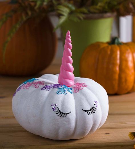 Unicorn Pumpkin Decorating, Pumpkin Decorating Kits, Pumpkin Paint, Decoupage Pumpkins, Unicorn Pumpkin, No Carve Pumpkin Decorating, Halloween Arts And Crafts, Pumpkin Carving Templates, Creative Pumpkins