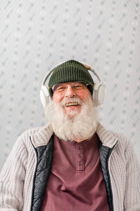 Hoary Man Wearing Headphones Portrait by ByLorena Man Wearing Headphones, Headphones Vintage, Wearing Headphones, Wearing Headphone, Old People, Old Man, Headphones, Royalty Free Stock Photos, Stock Photos