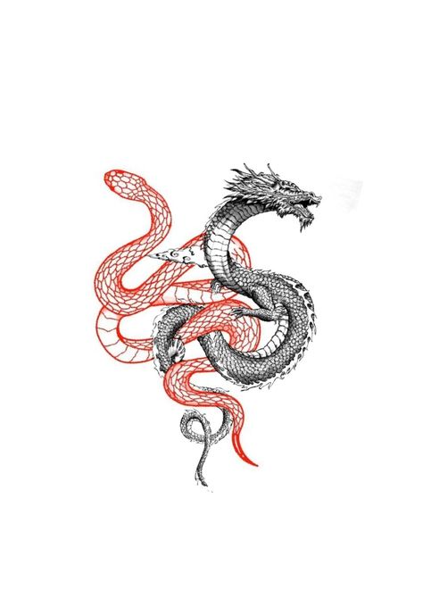 Dragon And Snake Tattoo Design, Snake And Dragon Tattoo, Vietnamese Dragon Tattoo, Black Snake Tattoo, Dragon Tattoo Back, Dragon Head Tattoo, Mouth Tattoo, Ink Tattoo Design, Red Ink Tattoo