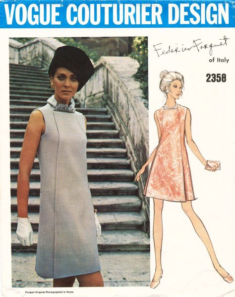 1960s VTG VOGUE COUTURIER DESIGN Dress Federico Forquet picclick.com 1960s Vogue, Vogue Dress Patterns, Vintage Vogue Sewing Patterns, Vogue Vintage, Robes Vintage, Vogue Sewing, Vogue Sewing Patterns, Dress Making Patterns, Vogue Pattern