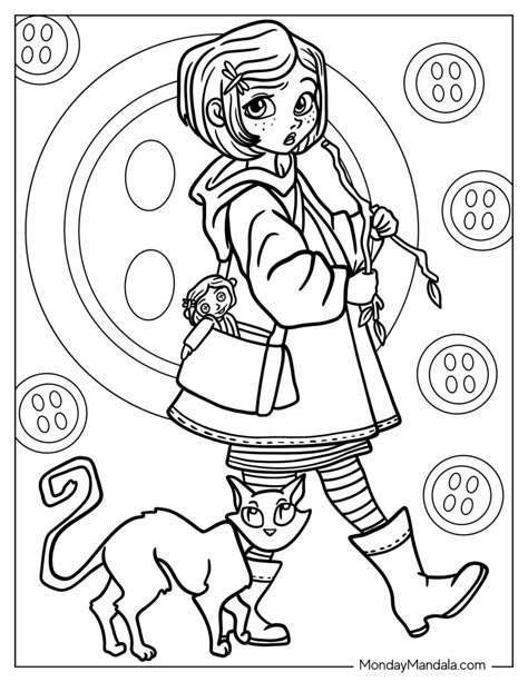 20 Coraline Coloring Pages (Free PDF Printables) Coraline Coloring Pages, Sharpie Colors, Hello Kitty Printables, Spiderman Coloring, Preschool Coloring Pages, Barbie Coloring Pages, Easy Coloring, Easy Coloring Pages, Cartoon Coloring Pages