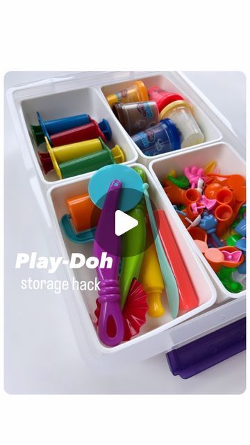 Rozanne | Bright Little Brains on Instagram: "🔗 Comment STORAGE for a direct link to all of the play-doh materials shown.   I love this storage hack to keep everything neat and organized.  We have: 👉🏻 2 Layer storage bin  👉🏻 Dough Character accessories  👉🏻 Extruders  👉🏻 Play-doh tools  👉🏻 Play Clay mats   #playdough #amazonfind #playdoughtools #amazonmusthave #momsofinstagram #moms #parenthack" Play Dough Storage Ideas, Play Doh Storage, Play Doh Organization, Play Doh Storage Ideas, Playdoh Storage Ideas, Playdough Storage, Play Dough Storage, Play Doh Table, Play Doh Tools