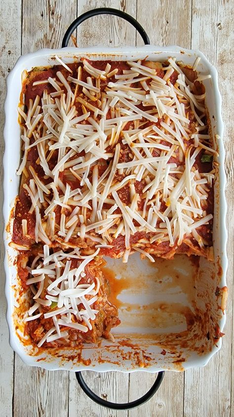 Made with hearts of palm lasagna noodles. We obviously couldn't wait to eat it! Heart Of Palm Lasagna Recipe, Hearts Of Palm Lasagna Recipes, Palm Heart Noodles, Hearts Of Palm Lasagna, Noodles Homemade, Plant Based Meat, Dairy Free Lasagna, Spaghetti Lasagna, Heart Of Palm