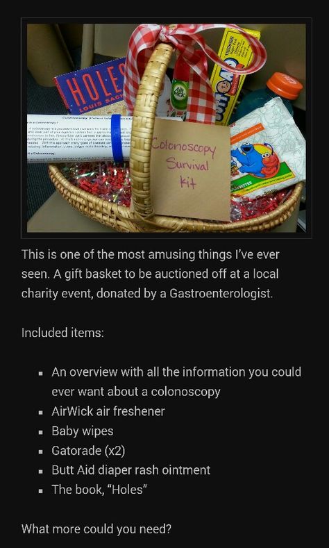 Colonoscopy kit Gallbladder Surgery Gift Basket, Homemade Gag Gifts, Gallbladder Surgery, Fun Drinking Games, Surgery Gift, Colon Health, Birthday Gift Baskets, Funny Birthday Gifts, Charity Event