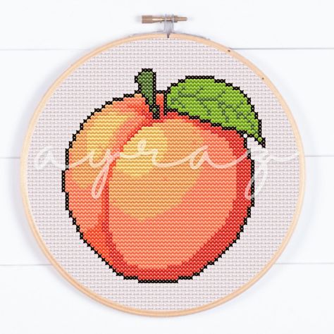 Peach Cross Stitch Pattern PDF Pattern for Beginners Peach Cross Stitch, Cross Stitch Beginner, Peach Pattern, Pattern Modern, Dmc Thread, Colour List, Counted Cross Stitch, Cross Stitch Pattern, Pdf Pattern