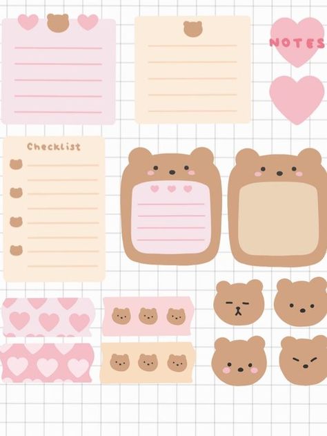 Cute Bear and Bunny Digital Sticker Bundle Transparent - Etsy Canada #StickerCollection