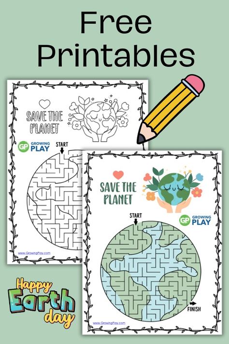 Earth Day Maze Free Printable - Growing Play Earth Printable, Maze Worksheet, Of The Earth, Earth Day, After School, Classroom Ideas, The Earth, Free Printable, Free Printables