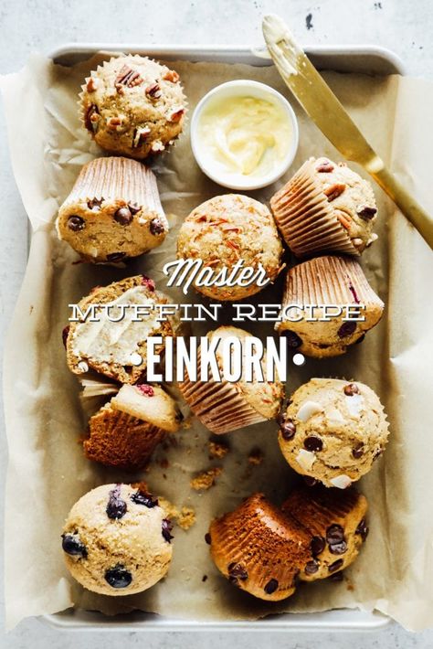 Master Einkorn Muffin Recipe: One Recipe, Multiple Possibilities - Live Simply Einkorn Breakfast Recipes, Einkorn Muffins, Einkorn Recipes, Einkorn Flour, Coconut Muffins, Paleo Dishes, Wheat Recipes, Simple Muffin Recipe, Kids Meal