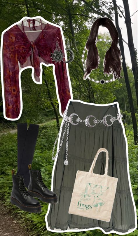 Cottage Witch Aesthetic Fashion, Psychic Outfit, Forest Witch Outfit, Witchy Clothes Aesthetic, Oc Development, Witch Aesthetic Fashion, Cottage Witch Aesthetic, Witchy Clothing, Fantasy Outfits