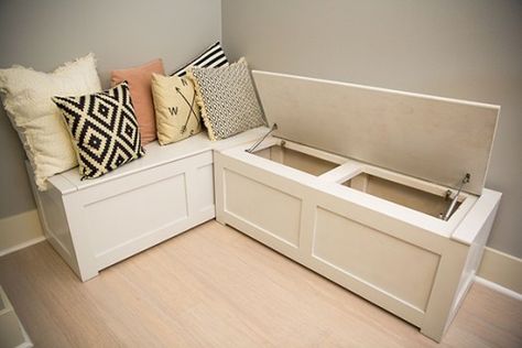 L Shaped Mudroom Storage bench » Rogue Engineer Kitchen Nook Storage, Diy Kitchen Nook, Corner Bench Kitchen Table, Nook Storage, Kitchen Nook Bench, Kitchen Corner Bench, Dining Bench With Storage, Corner Bench With Storage, Storage Bench Diy