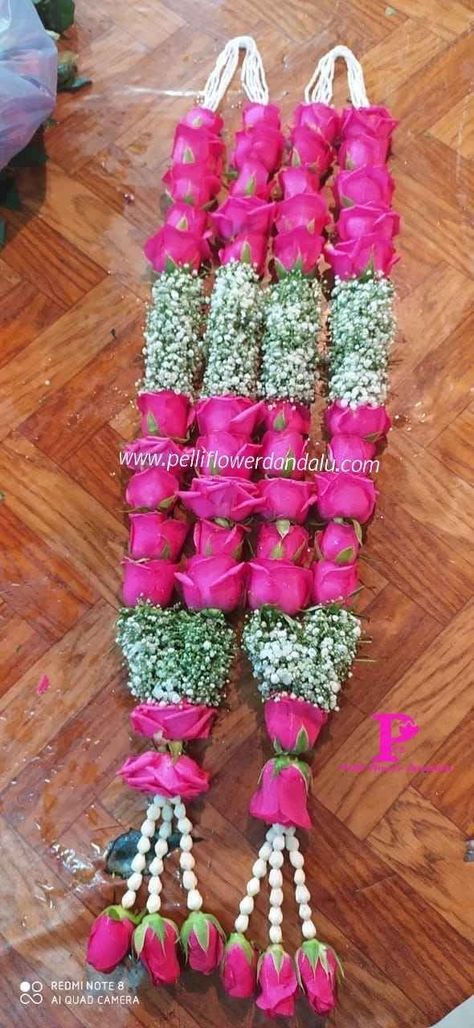 Groom Mala, Wedding Mala, Dark Pink Roses, Poola Jada, Indian Wedding Garland, Indian Wedding Flowers, Garland Wedding Decor, Rose Petals Wedding, Flower Garland Wedding