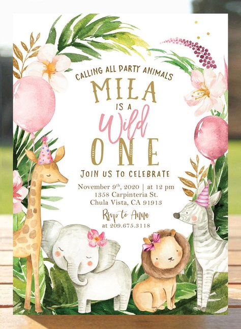 Leopard Birthday, Pregnancy Exercise, Safari Animals Birthday, Summer Invitation, Wild Birthday Party, 1st Birthday Girl Decorations, 1st Birthday Party For Girls, Safari Theme Birthday