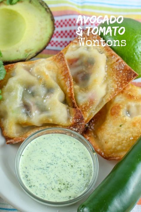 I tried the Avocado Egg Rolls at Cheesecake Factory and loved them! Crunchy and limey – filled with avocado and tomato. I decided to recreate these at home by making vegan avocado wontons in the air fryer! Avocado Egg Roll, Cilantro Dipping Sauce, Deep Fried Deviled Eggs, Copycat Cheesecake Factory, Vegan Egg Rolls, Egg Roll Ingredients, Avocado Egg Rolls, Egg Roll Filling, Avocado And Tomato